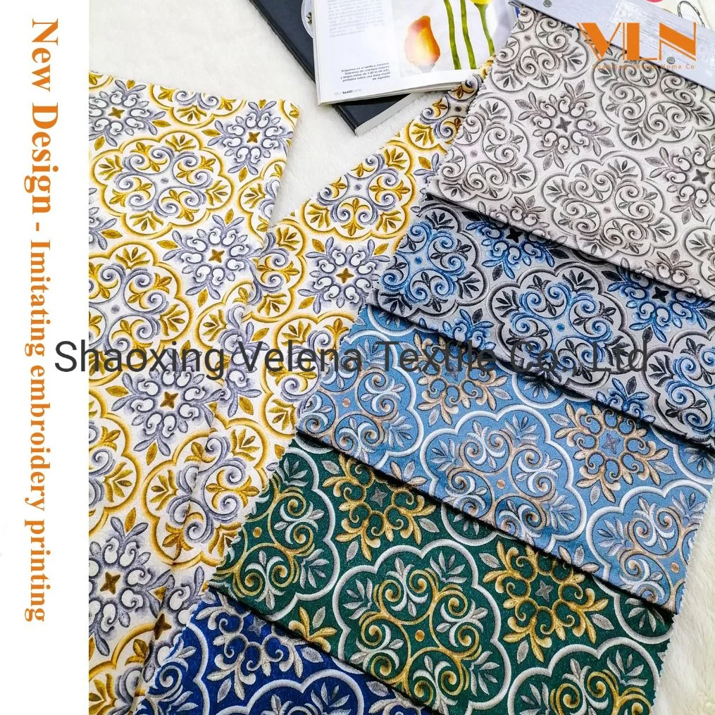 100% Polyester FDY Fudan Velvet with Imitating Embroidery Printing Fabric for Sofa, Curtain, Home Textile and Upholster Fabric